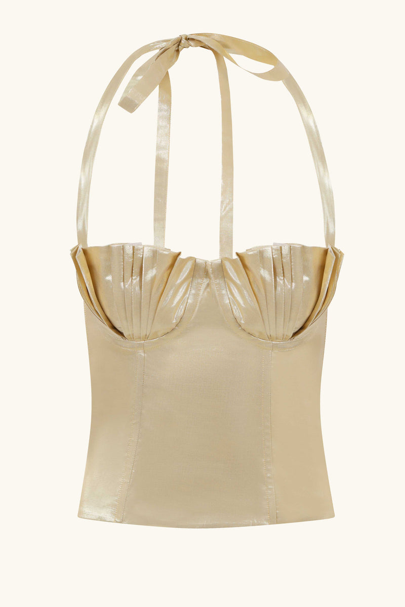 Seashell Corset Gold Lamé