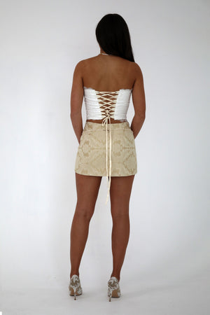 Dawn Mini Skirt ~ Ivory Brocade