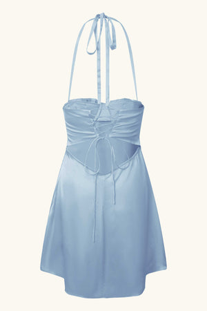 Soleil Silk Mini Dress ~ Cinderella Blue