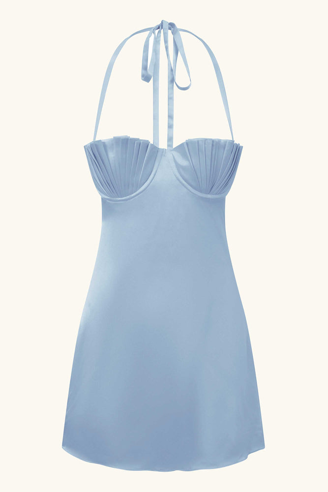 Soleil Silk Mini Dress ~ Cinderella Blue