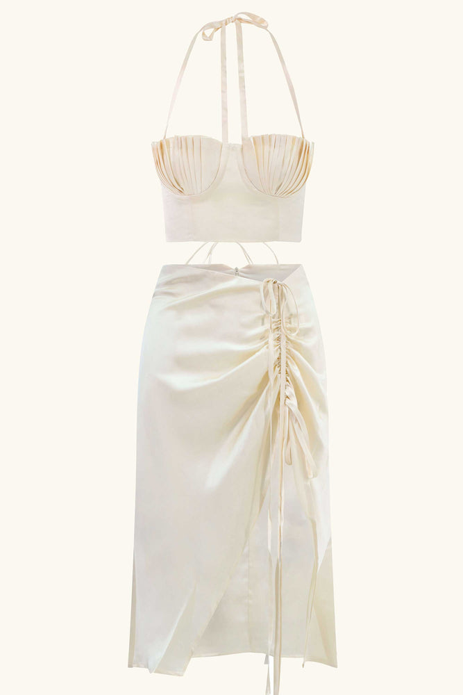 Dido & Amadi Silk Midi Set Ivory White