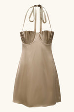 Soleil Silk Mini Dress Chinchilla Gold Silk