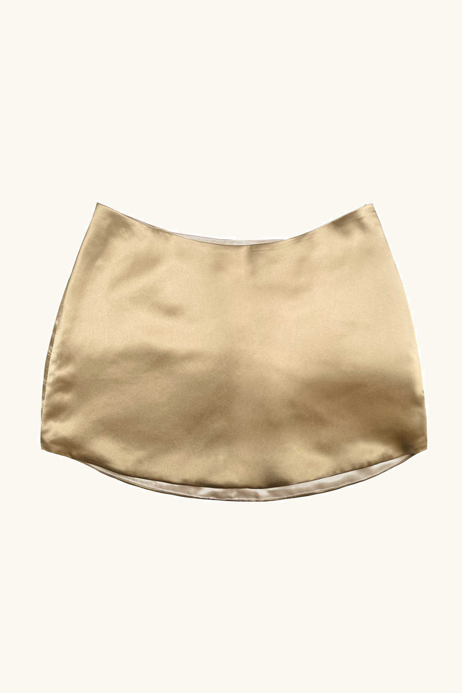 Dawn Mini Skirt ~ Chinchilla Gold Silk
