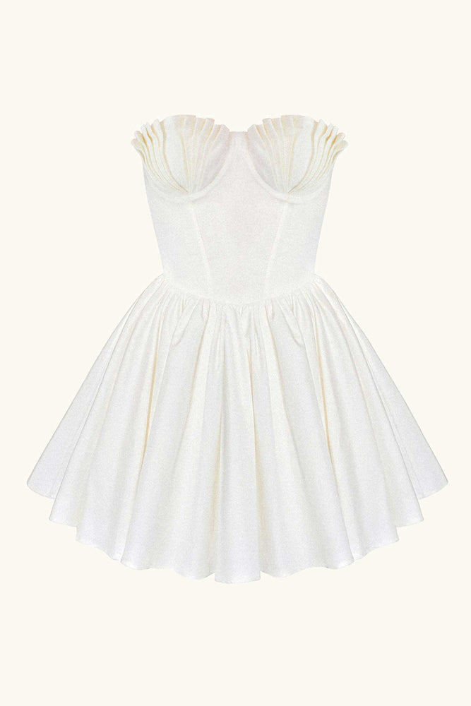 Seashell Flare Dress Ivory White – Idáh Seashell Flare Dress Ivory White – Idáh