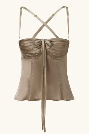 Amira Bustier Chinchilla Gold Silk