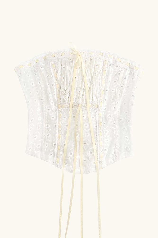 Cosette Corset  ~ White Broderie Anglaise