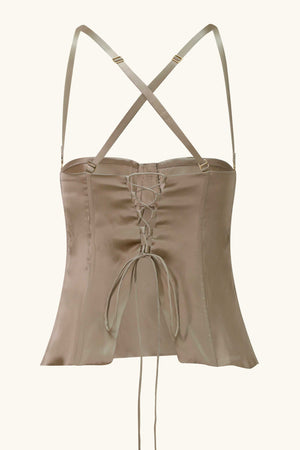 Amira Bustier Chinchilla Gold Silk