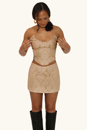 Mini-jupe Dawn ~ Brocart miel