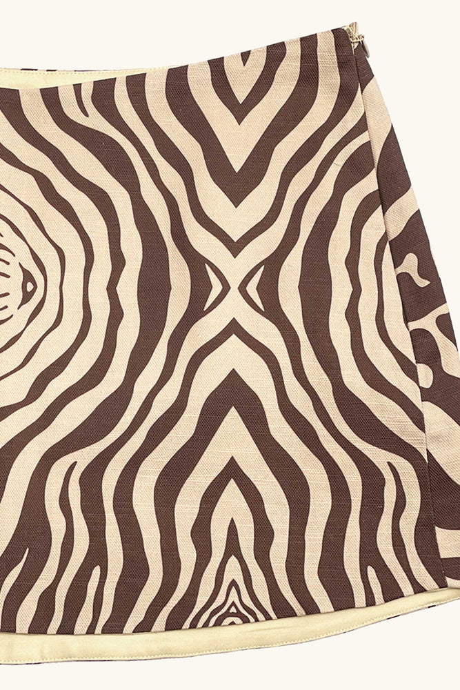 
            
                Load image into Gallery viewer, Dawn Mini Skirt ~ Chocolate Zebra
            
        