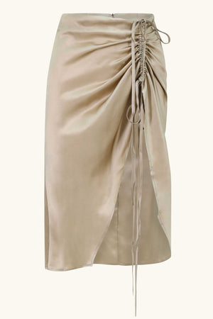 Amadi Midi Skirt Chinchilla Gold Silk
