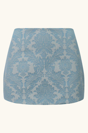 Dawn Mini Skirt ~ Blue Brocade