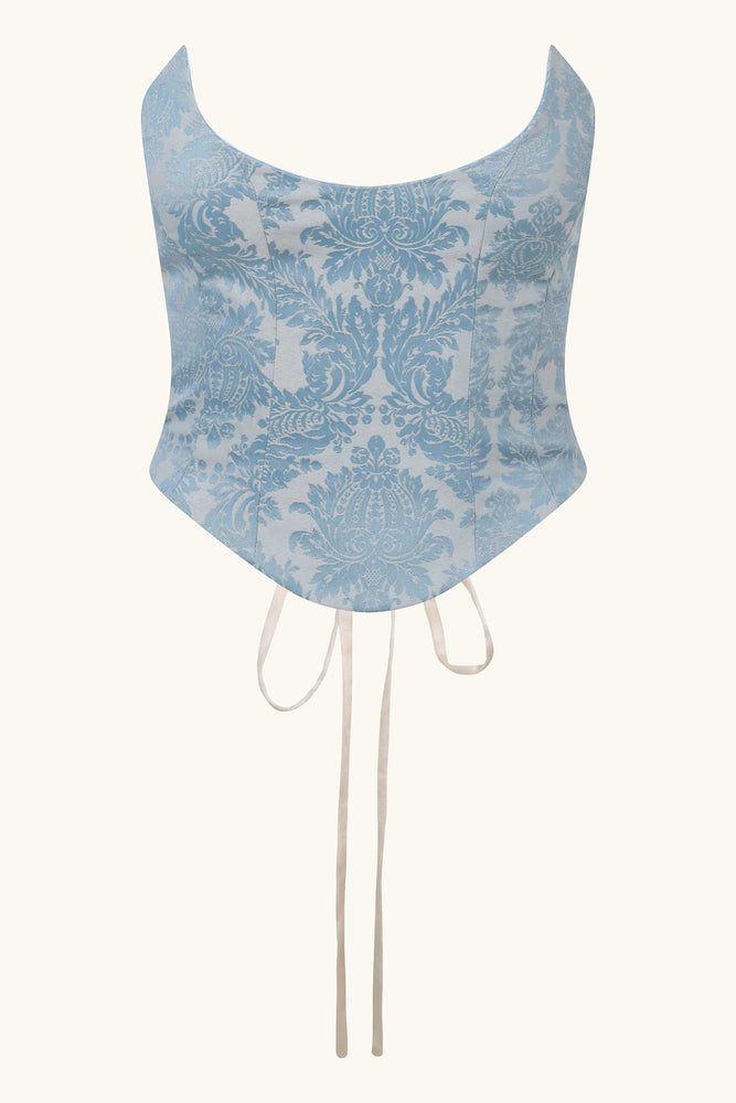 Niara Corset  ~ Blue Brocade