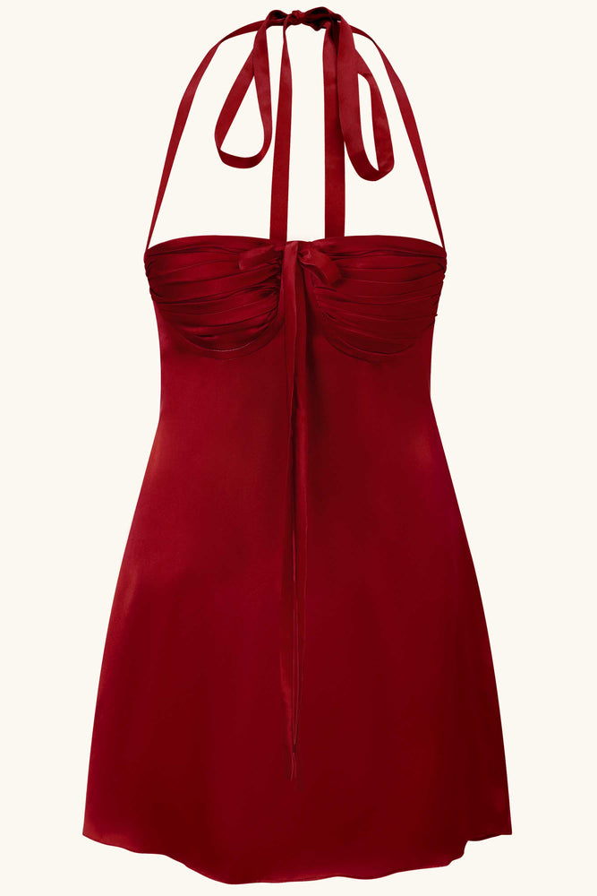 Angelina Dress Cherry Red Silk