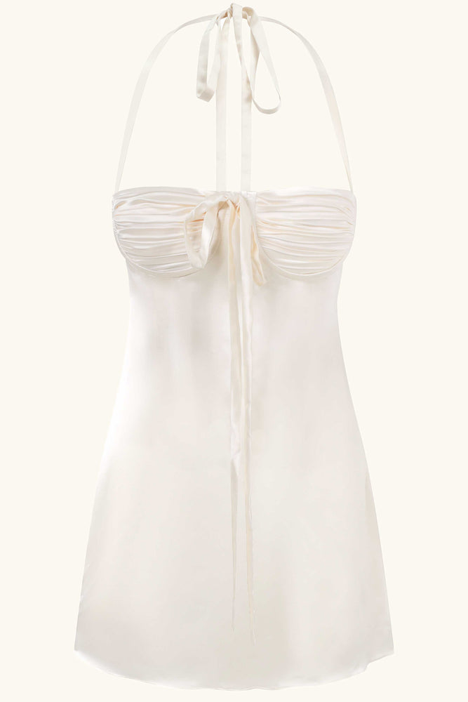 Angelina Dress Ivory White Silk