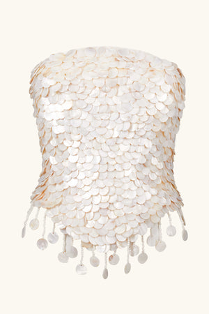 Aurora Corset ~ Damassé en crêpe blanche