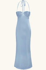 Robe Longue en Soie Soleil Cendrillon Soie Bleue