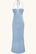 Soleil Silk Maxi Dress Cinderella Blue Silk