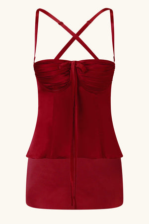 Amira &amp; Dawn Mini ensemble en soie rouge cerise