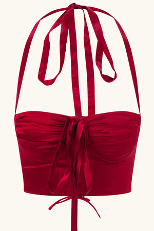 
            
                Load image into Gallery viewer, Odette Bustier Cherry Red Silk
            
        
