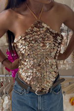 Faerie Halter Top ~ Chocolate Mother of Pearl