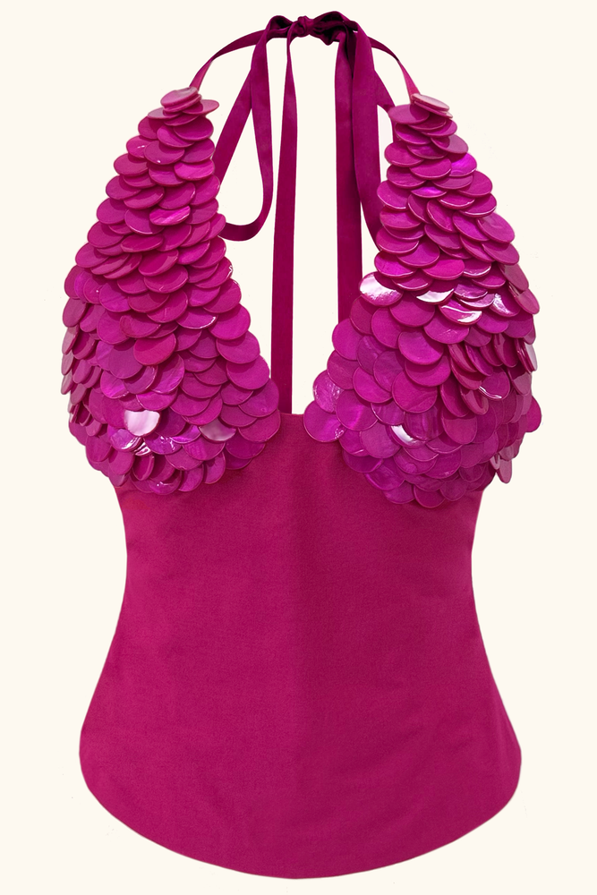 Siren Top ~ Hibiscus Pink Mother of Pearl