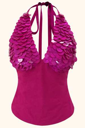 Siren Top ~ Hibiscus Pink Mother of Pearl