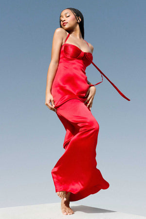 Angelina Silk Maxi Dress Cherry Red Silk Idh Angelina Silk Maxi Dress Cherry Red Silk Idh