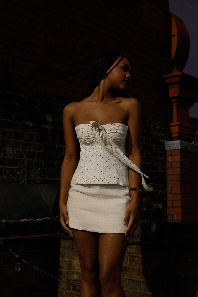 Amira Bustier White Polka Cotton