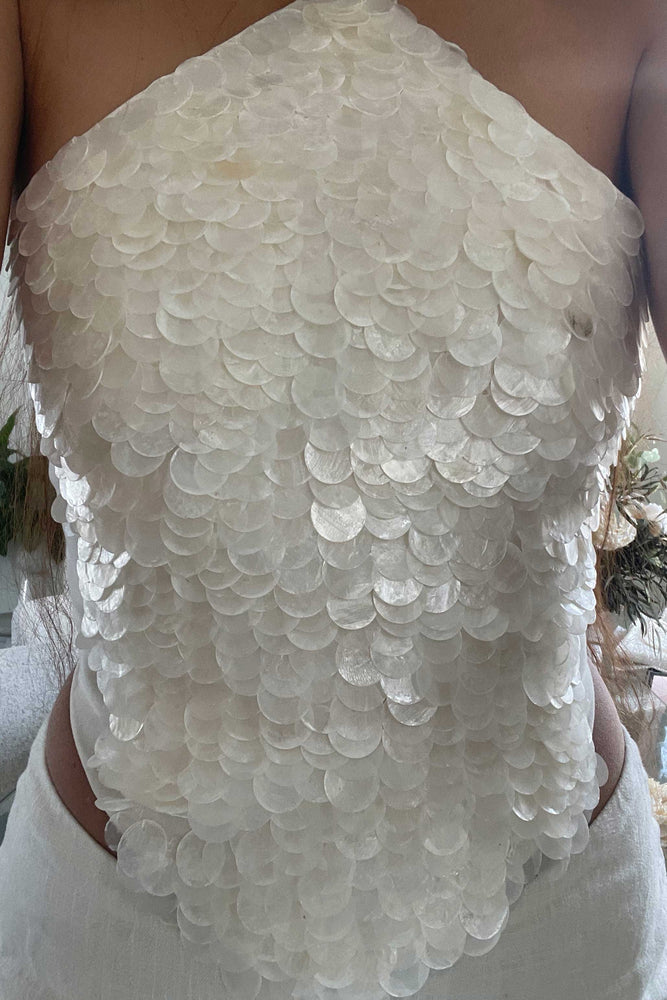 Faerie Halter Top ~ Beaded Mother of Pearl