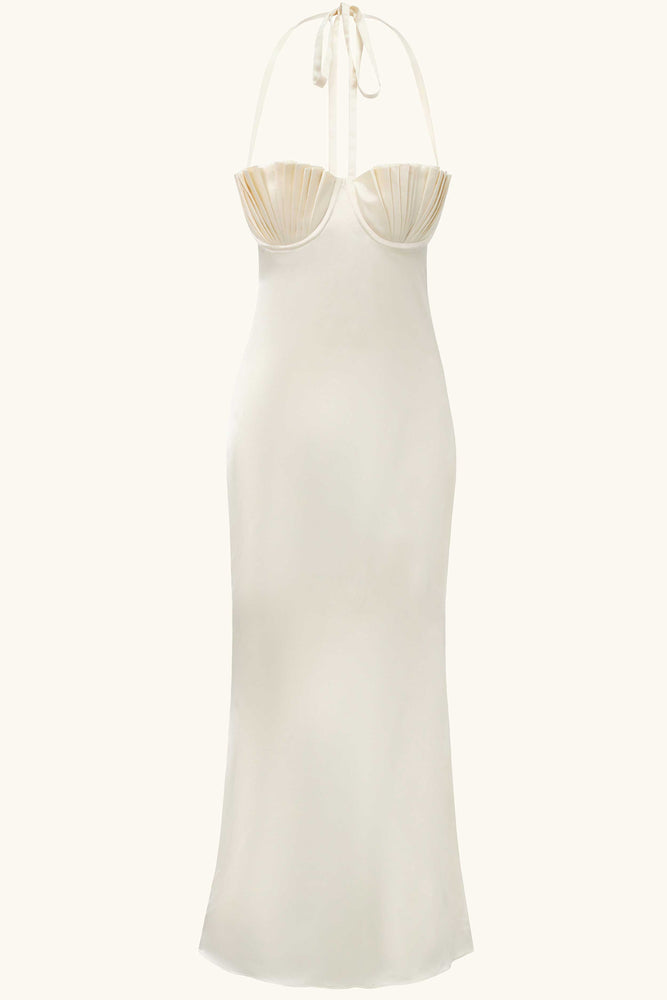 Soleil Silk Maxi Dress Ivory White Silk