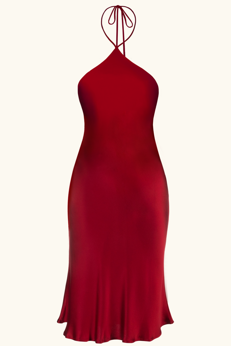 Kira Midi Dress Cherry Red Silk