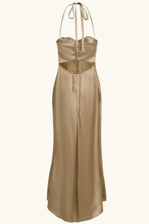 Soleil Silk Maxi Dress Chinchilla Gold Silk Idh Soleil Silk Maxi Dress Chinchilla Gold Silk Idh