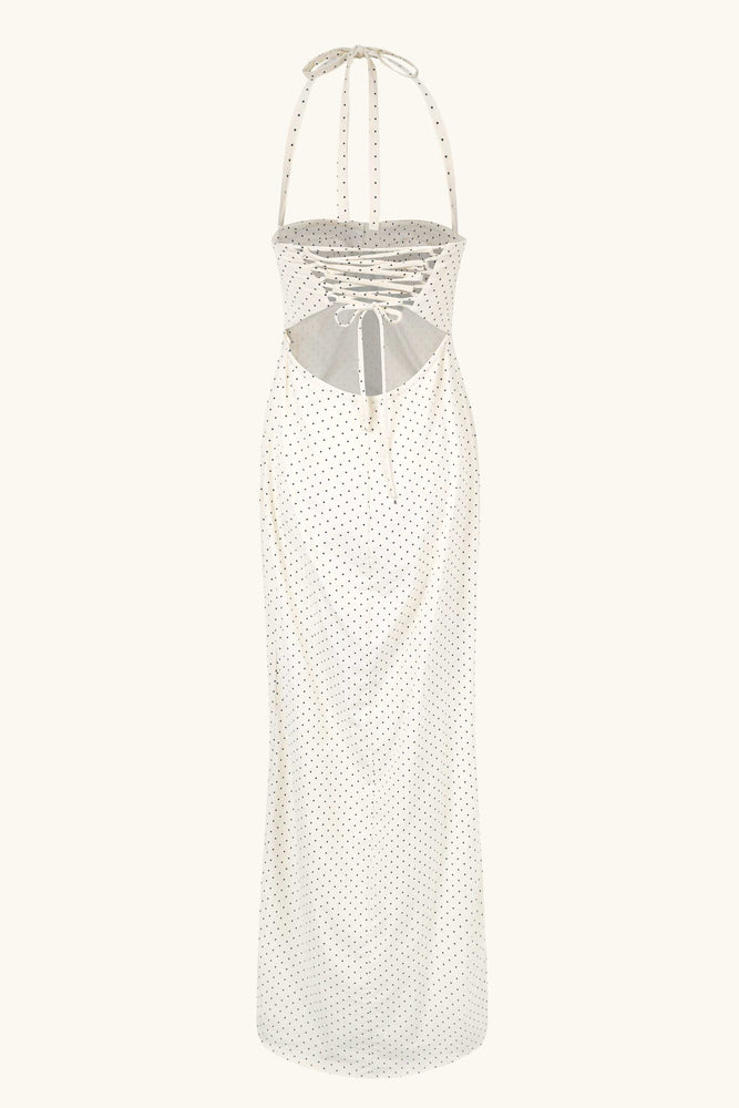 Angelina Maxi Dress White Polka Cotton