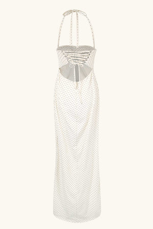 Angelina Maxi Dress White Polka Cotton – Idáh Angelina Maxi Dress White Polka Cotton – Idáh