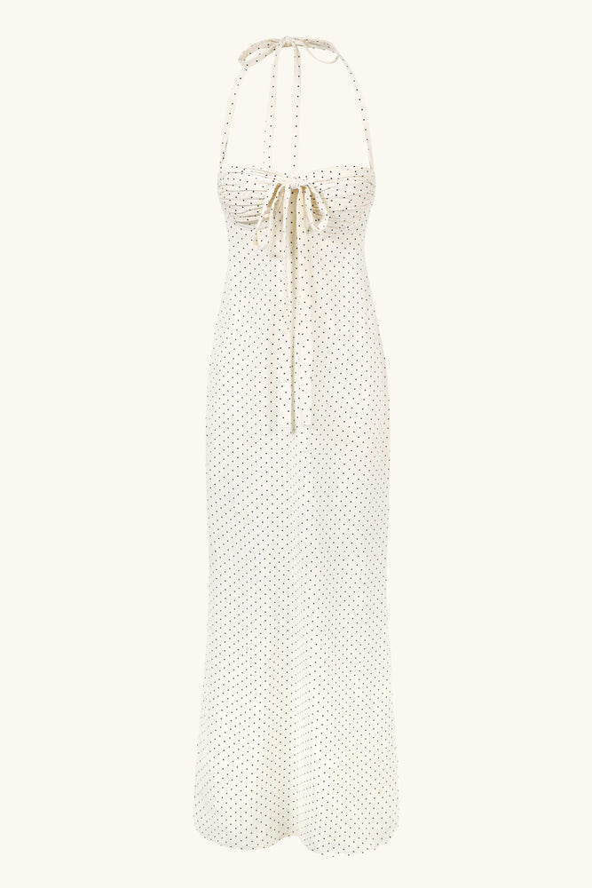 Angelina Maxi Dress White Polka Cotton – Idáh Angelina Maxi Dress White Polka Cotton – Idáh