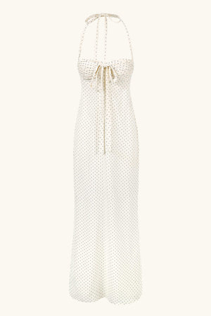 Angelina Maxi Dress White Polka Cotton