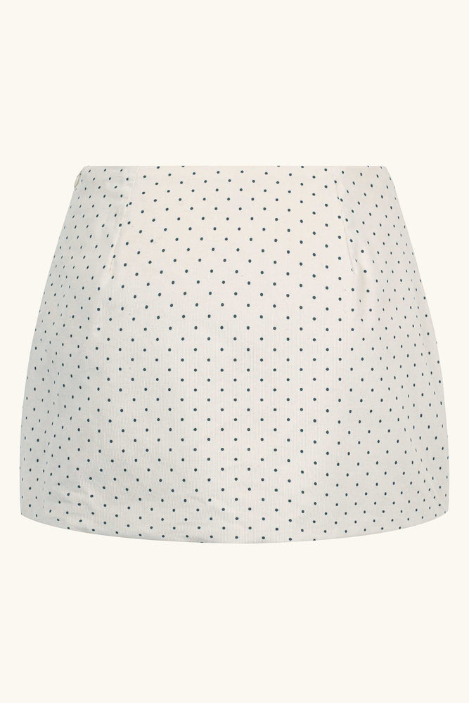 Dawn Mini Skirt ~ White Polka Cotton