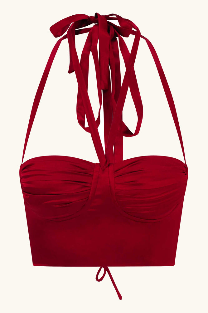 
            
                Load image into Gallery viewer, Odette Bustier Cherry Red Silk
            
        
