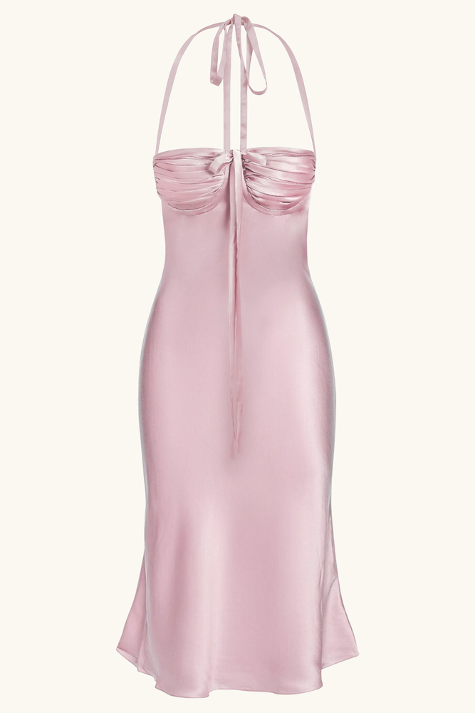 Angelina Midi Dress Dusk Pink Silk