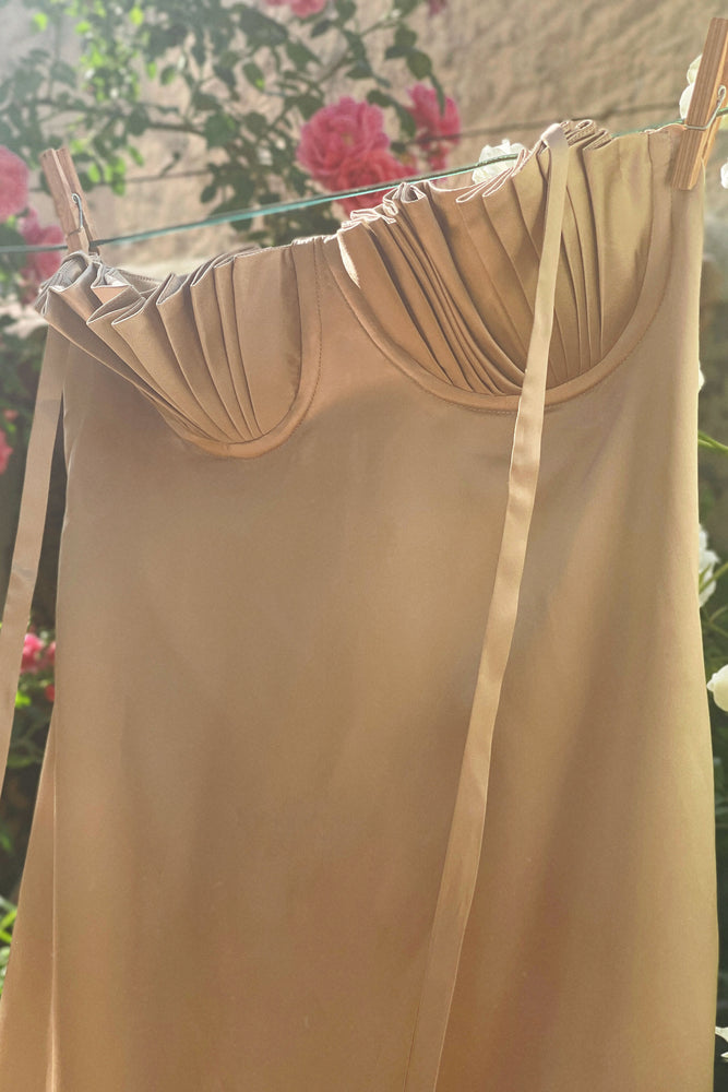 Soleil Mini Dress ~ Chinchilla Gold Silk
