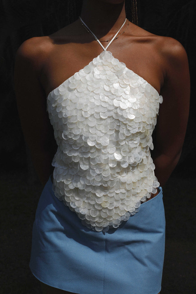 Faerie Halter Top ~ Beaded Mother of Pearl