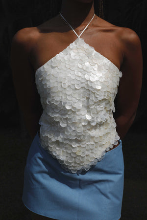 Faerie Halter Top ~ Beaded Mother of Pearl