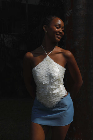 Faerie Halter Top ~ Beaded Mother of Pearl