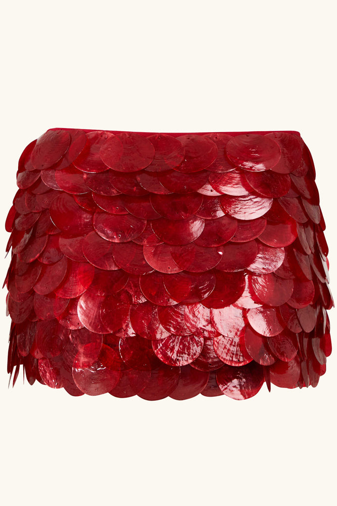Zeïa Low Rise Mini Skirt ~ Ruby Mother of Pearl