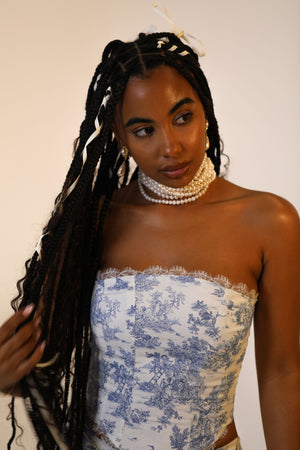 Aurora Corset  ~ Blue Toile