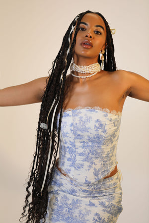 Dawn Mini Skirt ~ Blue Toile
