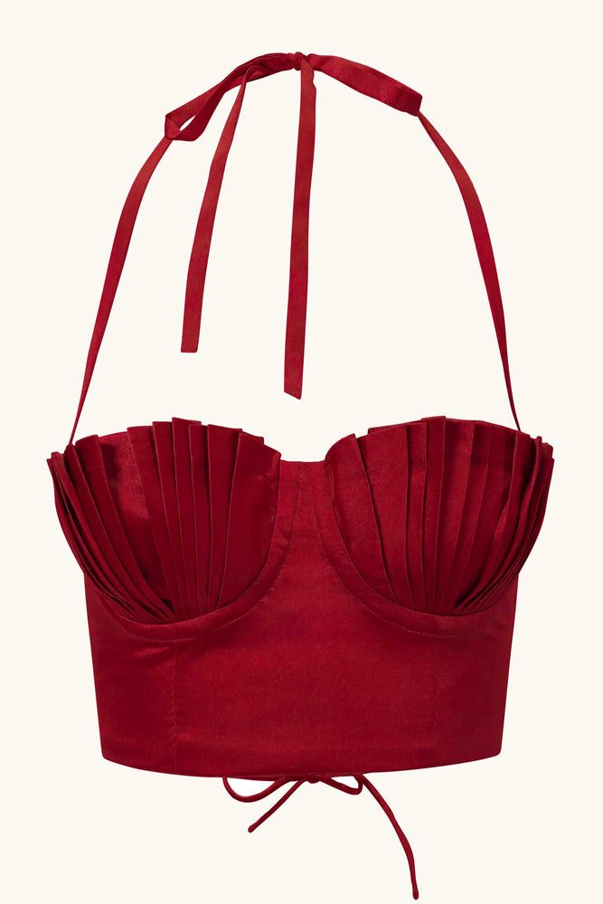 Dido Bustier Cherry Red Silk