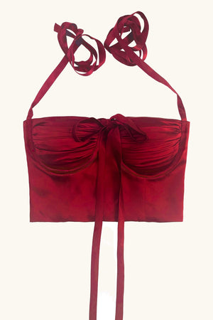 Odette Bustier Cherry Red Silk