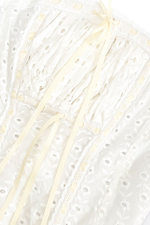 
            
                Load image into Gallery viewer, Cosette Corset  ~ White Broderie Anglaise
            
        