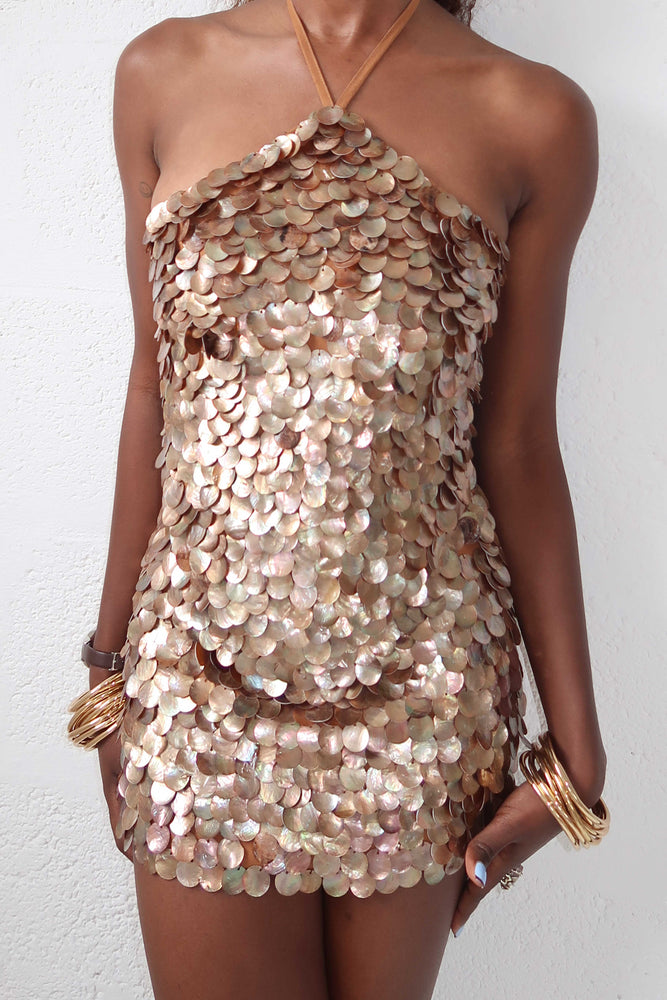 Zeïa Low Rise Mini Skirt ~ Chocolate Mother of Pearl